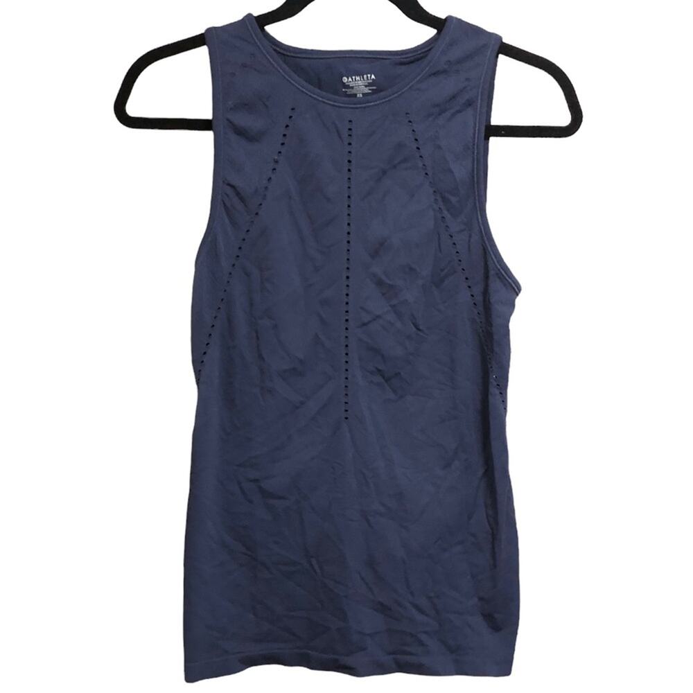 Athleta Foothill Navy Crew Neck Split-Back Tank S… - image 3